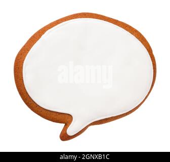 Christmas gingerbread cookie in shape of speech bubble isolated on white background Stock Photo