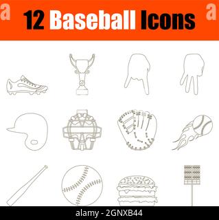 Baseball Icon Set Stock Vector