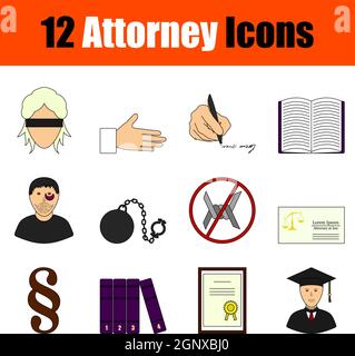 Attorney Icon Set Stock Vector