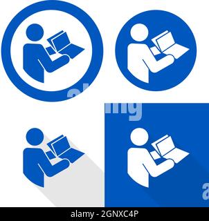 Manual book symbol. Read before use. Refer to instruction manual booklet mandatory sign Stock Vector
