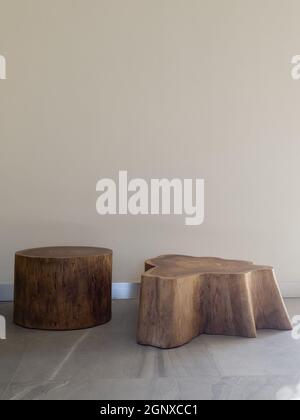 Wooden pedestal decorated for display, stock photo Stock Photo