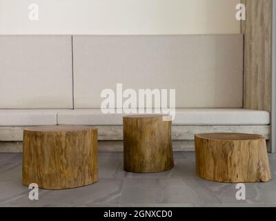 Wooden pedestal decorated for display, stock photo Stock Photo