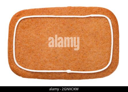 Gingerbread cookie in shape of rectangle for christmas isolated on white background Stock Photo