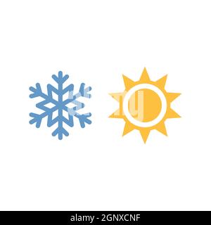 Sun and snowflake colorful vector icon Stock Vector