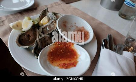 Seafood Plate Noon Time Lunch Buffet Hilton Hotel Pattaya Thailand Stock Photo