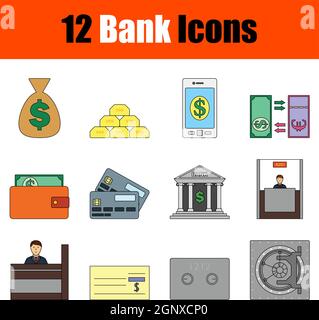 Bank Icon Set Stock Vector
