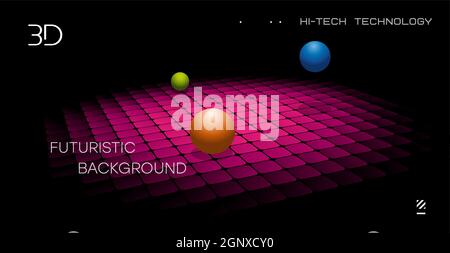 Abstract background with 3D objects effect. 3D balls in space. Stock Vector