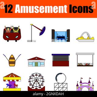 Amusement Icon Set Stock Vector