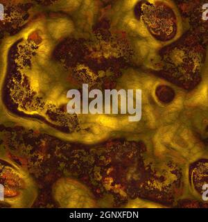 Acid reflux yellow and rusty red patterned texture 3D illustration Stock Photo