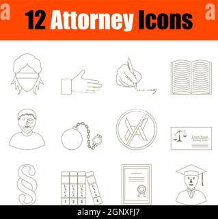 Attorney Icon Set Stock Vector