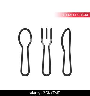Spoon, knife and fork line vector icon Stock Vector
