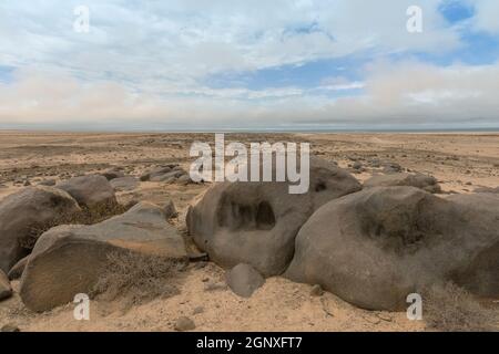 beautiful stony landscape in the Namib Desert near the Atlantic coast, Namibia Stock Photo