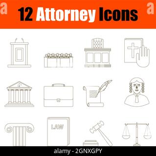 Attorney Icon Set Stock Vector