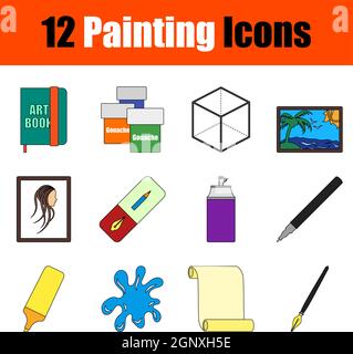 Painting Icon Set Stock Vector