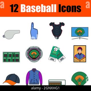 Baseball Icon Set Stock Vector