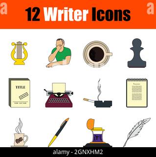 Writer Icon Set Stock Vector