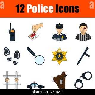 Police Icon Set Stock Vector