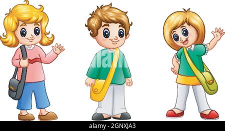 Cute Boy And Girl Kids, Back To School Concept Isolated Stock Vector 