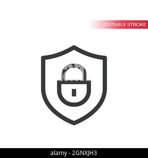 Shield and padlock line vector icon Stock Vector