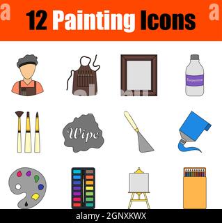 Painting Icon Set Stock Vector
