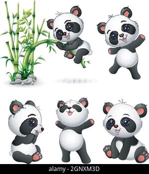Cute baby pandas collection Stock Vector