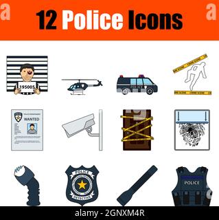 Police Icon Set Stock Vector