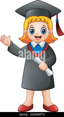 Cartoon graduation girl Stock Vector