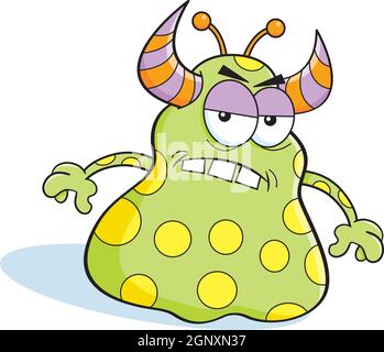 Cartoon illustration of an angry monster. Stock Vector