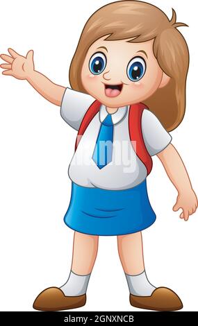 A cute girl in a school uniform Stock Vector