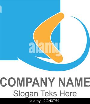 Boomerang logo icon illustration vector flat design template Stock Vector