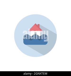 Flood. Flat icon on a circle. Weather vector illustration Stock Vector