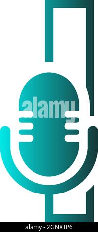 Mic, podcast combine with letters design vector icon Stock Vector