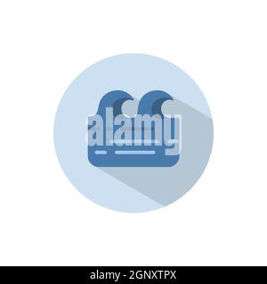 Waves on the sea. Flat icon on a circle. Weather vector illustration Stock Vector