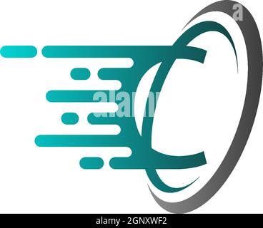 C Letter Speed circle Logo, Concept Letter C + Icon Speed + circle illustration Stock Vector