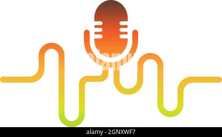 Mic, podcast combine with Sound wave design vector icon Stock Vector
