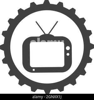 television gear icon logo vector illustration Stock Vector