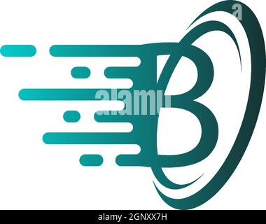 B Letter Speed circle Logo, Concept Letter B + Icon Speed + circle illustration Stock Vector