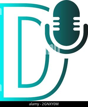 Mic, podcast combine with letters design vector icon Stock Vector