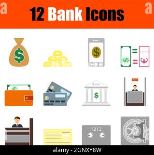 Bank Icon Set Stock Vector