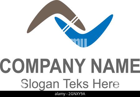 Boomerang logo icon illustration vector flat design template Stock Vector