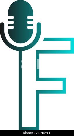 Mic, podcast combine with letters design vector icon Stock Vector