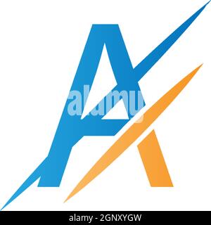 A Letter Slash Logo, Concept Letter A + icon slash illustration Stock Vector