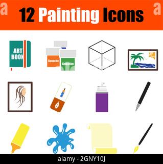 Painting Icon Set Stock Vector