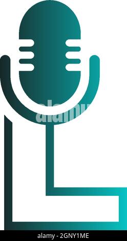 Mic, podcast combine with letters design vector icon Stock Vector