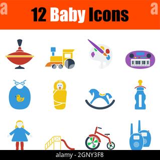 Vector Baby icon set in thin flat style Stock Vector Image & Art - Alamy