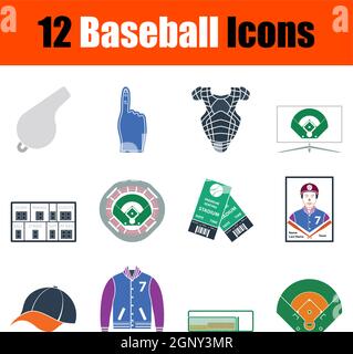Baseball Icon Set Stock Vector