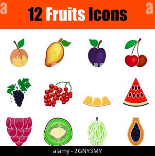Fruits Icon Set Stock Vector