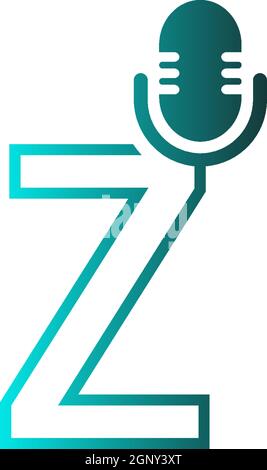 Mic, podcast combine with letters design vector icon Stock Vector