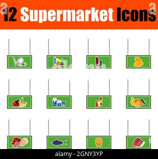 Supermarket Icon Set Stock Vector