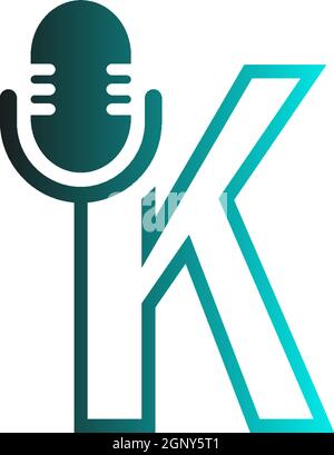 Mic, podcast combine with letters design vector icon Stock Vector